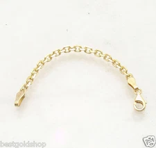 3mm Heavy Duty Solid Cable Chain Necklace Extender Clasp Real 14K Yellow Gold