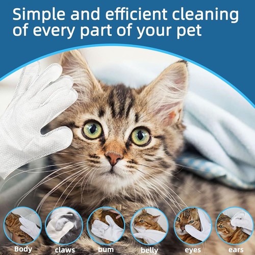 Thick Pet Bathing Wipes for Dogs & Cats Cleaning & Deodorizing Grooming Gloves - Picture 10 of 15