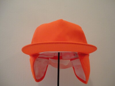 NEW-Vintage Blaze Orange Hunting Hat Cap w/Folding Ear Covers-free ship-C photos