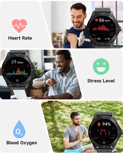 Montre Connectée pour Homme, Réponse Faire Appel/100 Sports, Montre Sport Fitness Étanche - Photo 5 sur 14