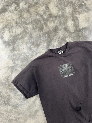 Vintage Thrashed Westcoast Choppers Purple Chrome Cross Tee - Picture 4 of 5