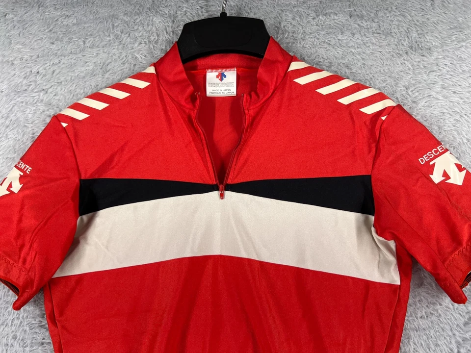 VINTAGE Descente Cycling Jersey Womens Medium Red White Nylon Blend Made Japan - Image 4 of 4