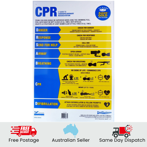 CPR Pool Sign 2024 Updated DRSABCD PVC Swimming Pool Safety Sign