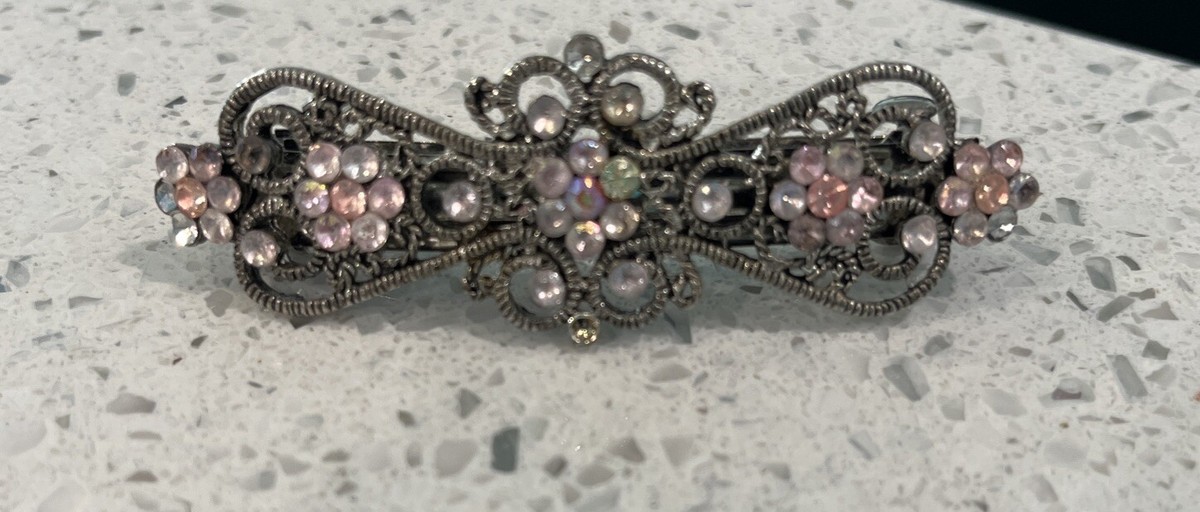 Sparkling Silver Floral Hair Clip Rose Gold and Silver Floral Hair Clip – Lisa Marie main image 2