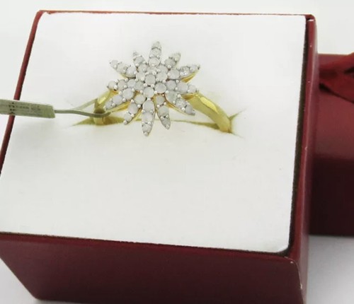 NATÜRLICHER 0,84 CTW DIAMANTEN BLUME RING 925 Sterling Silber ** Neu mit Etikett ** Größe 8 - Bild 2 von 4