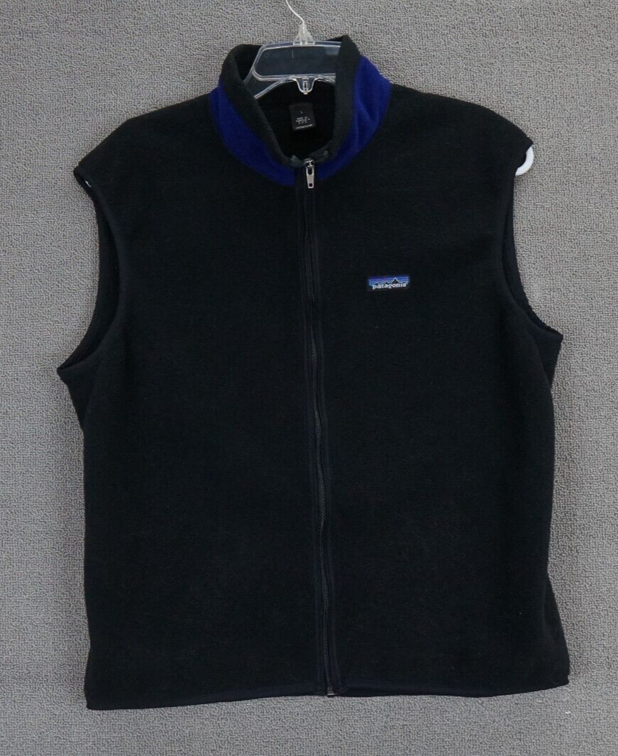 Vintage PATAGONIA MENS MADE IN USA Fleece Vest P.E.F Black Size 