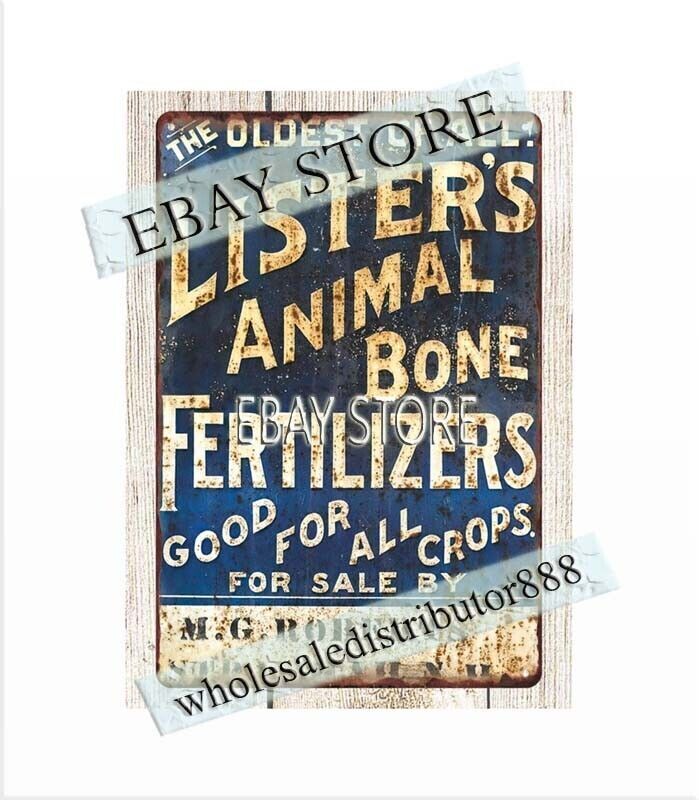 LISTER'S ANIMAL BONE FERTILIZERS farm barn gardening metal tin sign old signs