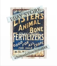 LISTER'S ANIMAL BONE FERTILIZERS farm barn gardening metal tin sign old signs
