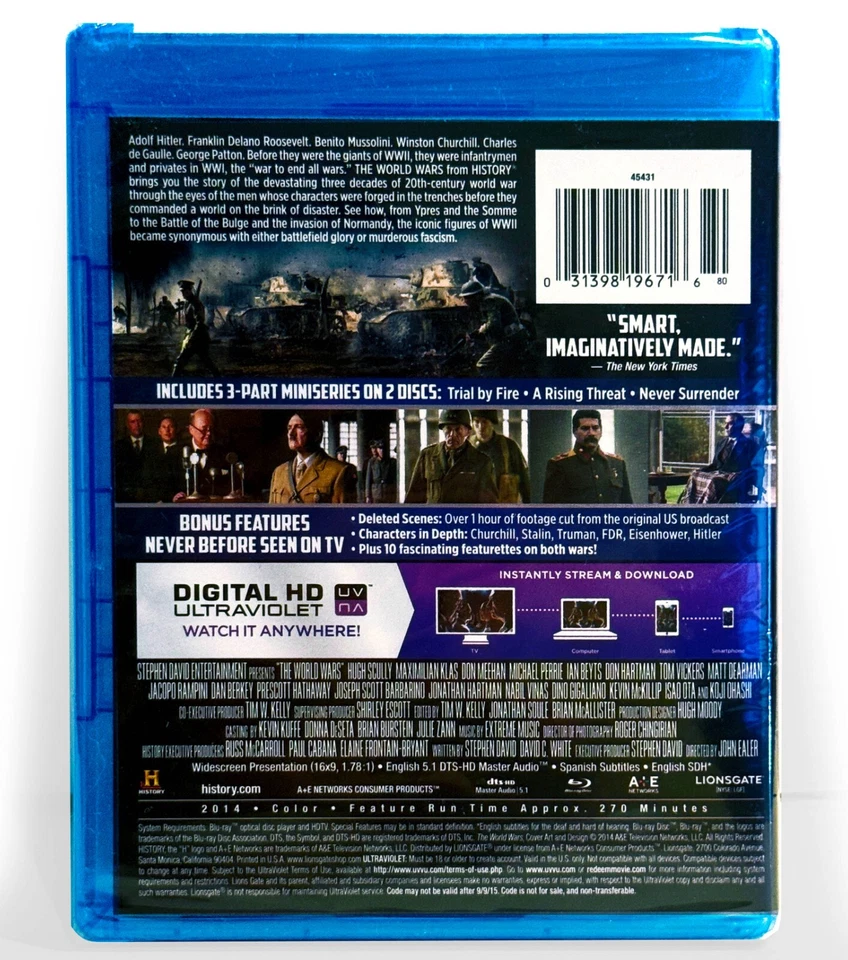 The History Channel The World Wars (2-Disc Blu-ray, 2014, Inc Digital Copy) New! - Image 2 of 3
