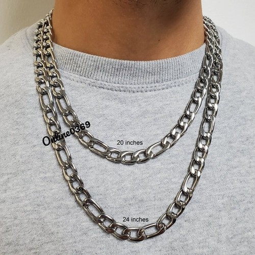 Men's 10mm Figaro Chain Necklace Real 