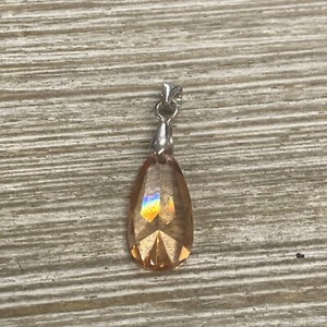 Authentic Peach Tone Pendant Made With Swarovski Crystal 18K Gold Plated Teardrop Pendant