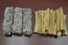 3 PCS WHITE SAGE BUNDLE 4" + 20 PALO SANTO STICKS - SMUDGE KIT REFILLS