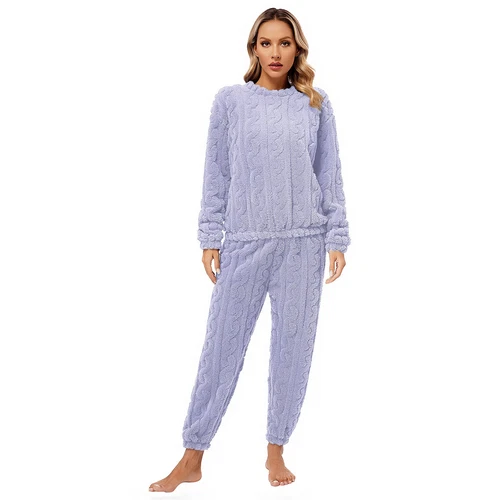 Womens Pajamas Set New Year Sleepwear Solid Color Homewear Elastic Waistband - Picture 18 of 79