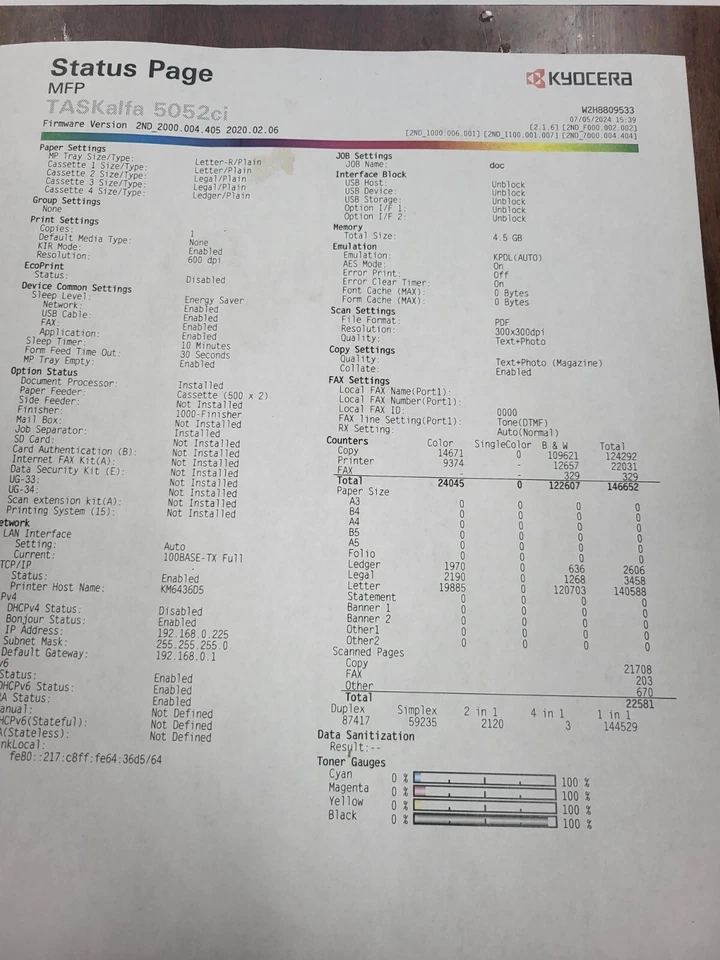 Kyocera TaskAlpha 5052ci with booklet finisher - Image 3 of 4