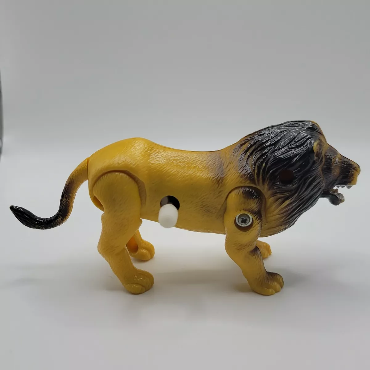 Vintage Plastic Mechanical Wind Up Toy Walking Lion Figure does