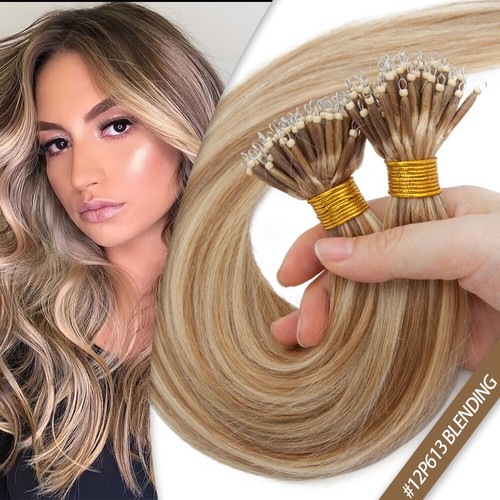 CLEARANCE 200S Thick Full Head Nano Micro Loop Ring Remy Human Hair Extensions - Picture 38 of 63