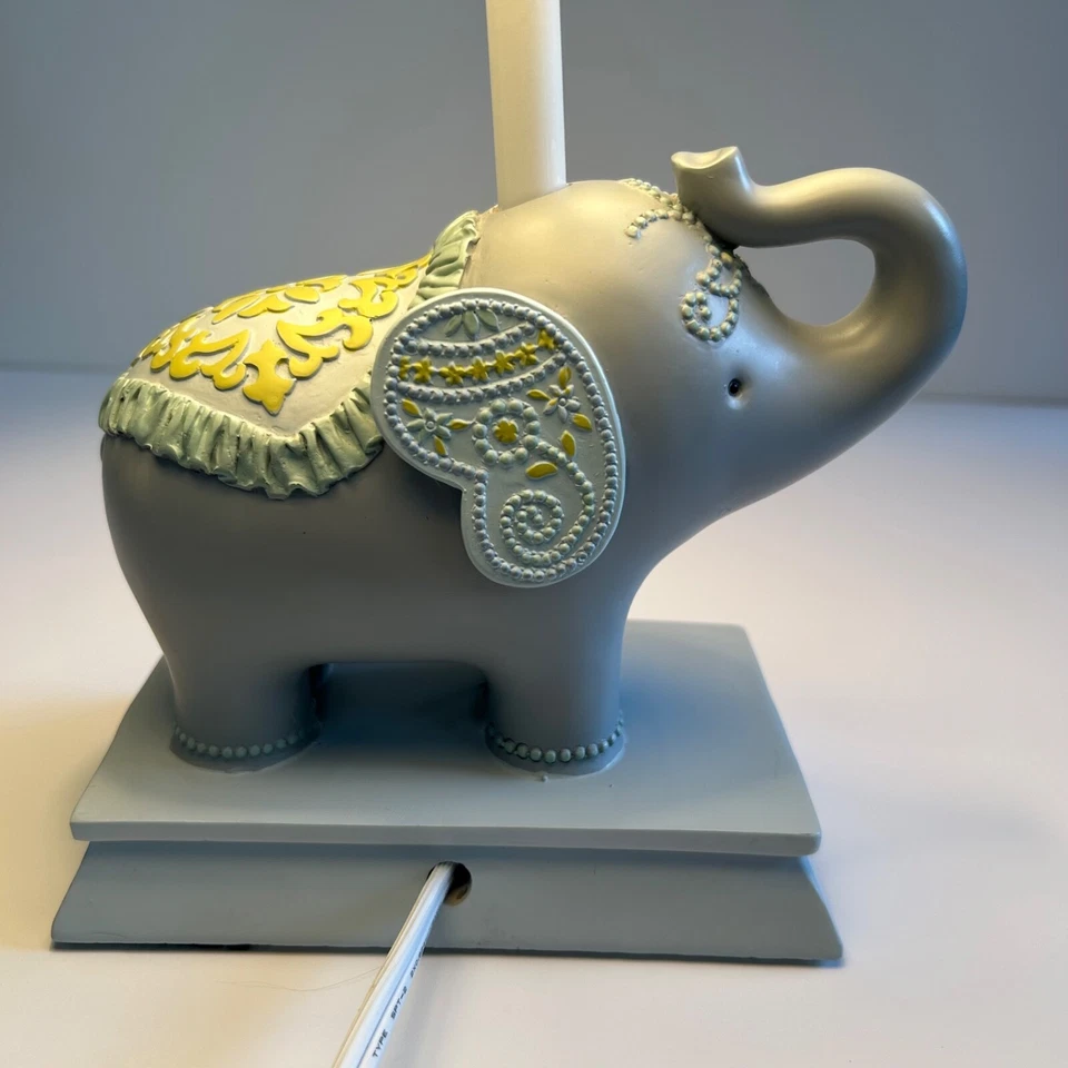 Lámpara Elefante Bebé Guardería Azul Claro Gris Verde Menta Circo Safari Foto 3 de 4