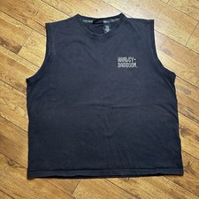 Vtg Harley Davidson Mens Shirt Classic MotorSport Tank Top Faded Black 2XL