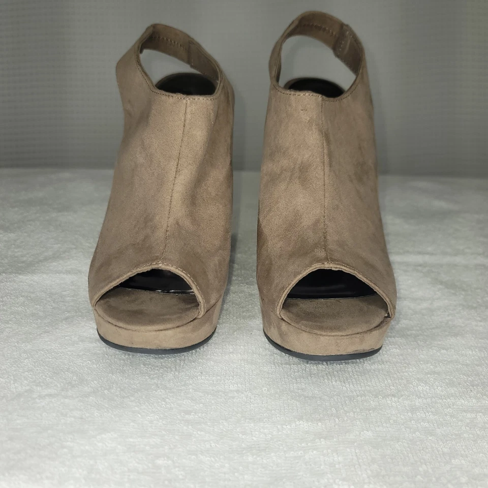 Tacones de cuña Carlos Santana para mujer talla 8,5 M plataforma de cuero marrón sin cordones Foto 2 de 4