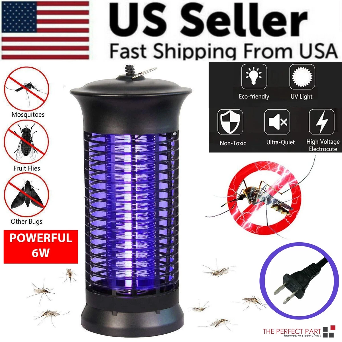 Electric Fly Gnat Killer Lamp Pests Fly Insect Trap Mosquito Bug Zapper  4,000V