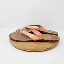 Tory Burch Sandals Womens 7 Thora Thong Pink Peach Strappy Flat Shoes