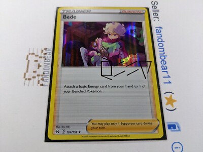 bede pokemon card value Bede HOLO RARE Signature card 124/159 Sword & Shield Crown Zenith 2023  Pokemon