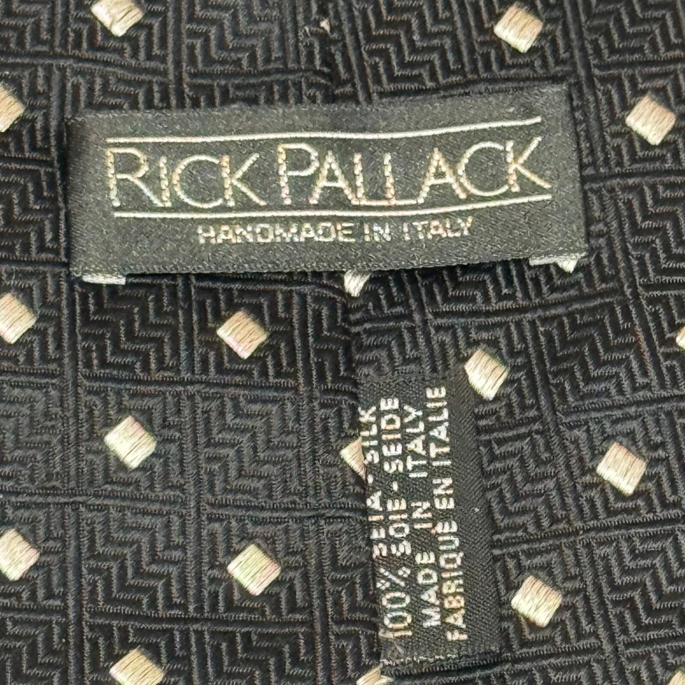 RICK PALLACK 100% Silk Tie Black w. Silver Made in Italy Business Office - Image 4 of 4