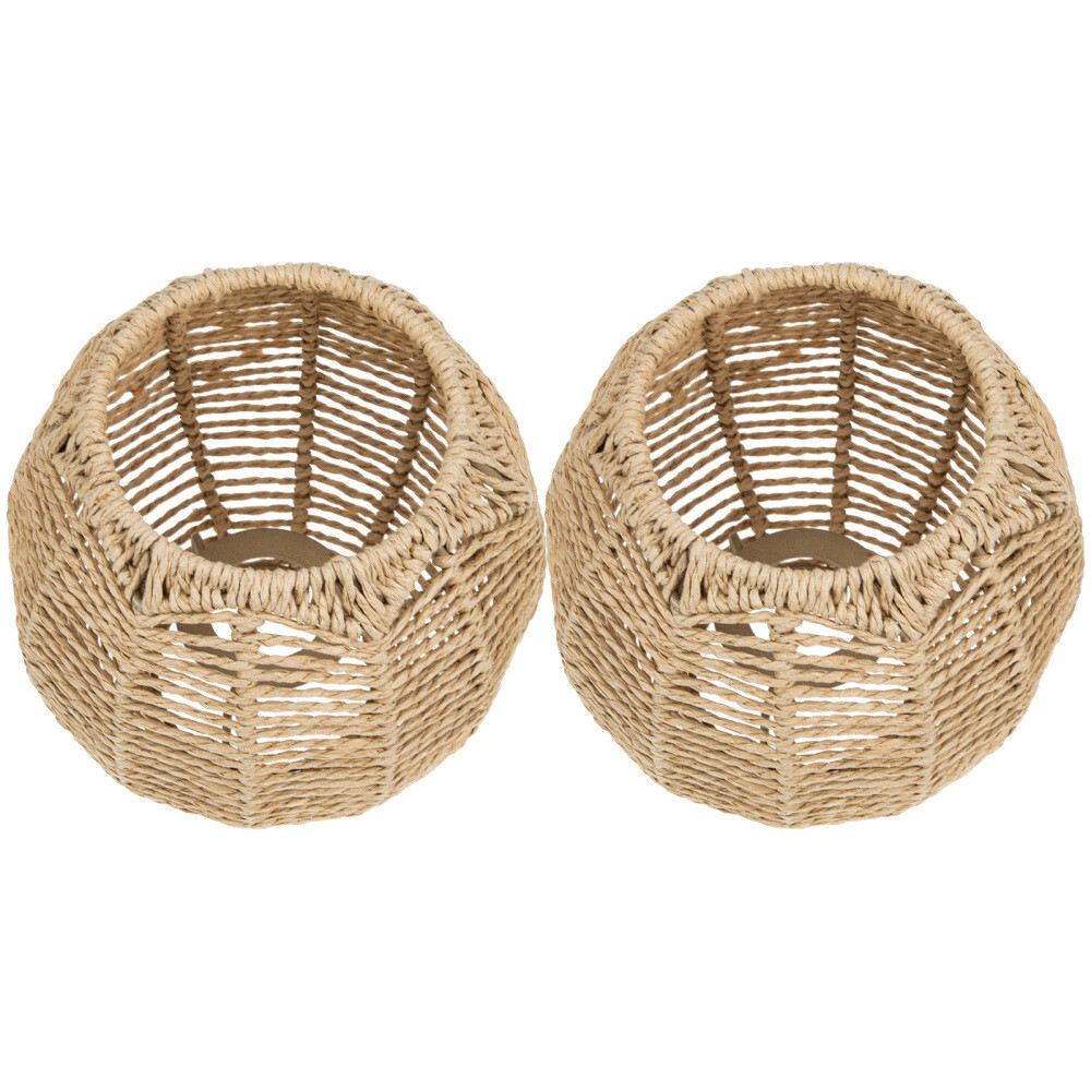 2 Pcs Bulb Rattan Lamp Imitation Rope Lampshade Material