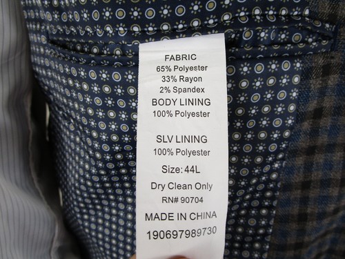 Alan Flusser Mens Blue Gray Check Plaid Two Button Sport Coat Jacket Size 44L - Picture 8 of 9