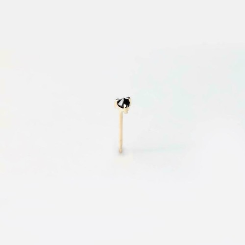 black diamond stud - minimalist natural Round black diamond gold stud earring - Picture 4 of 4