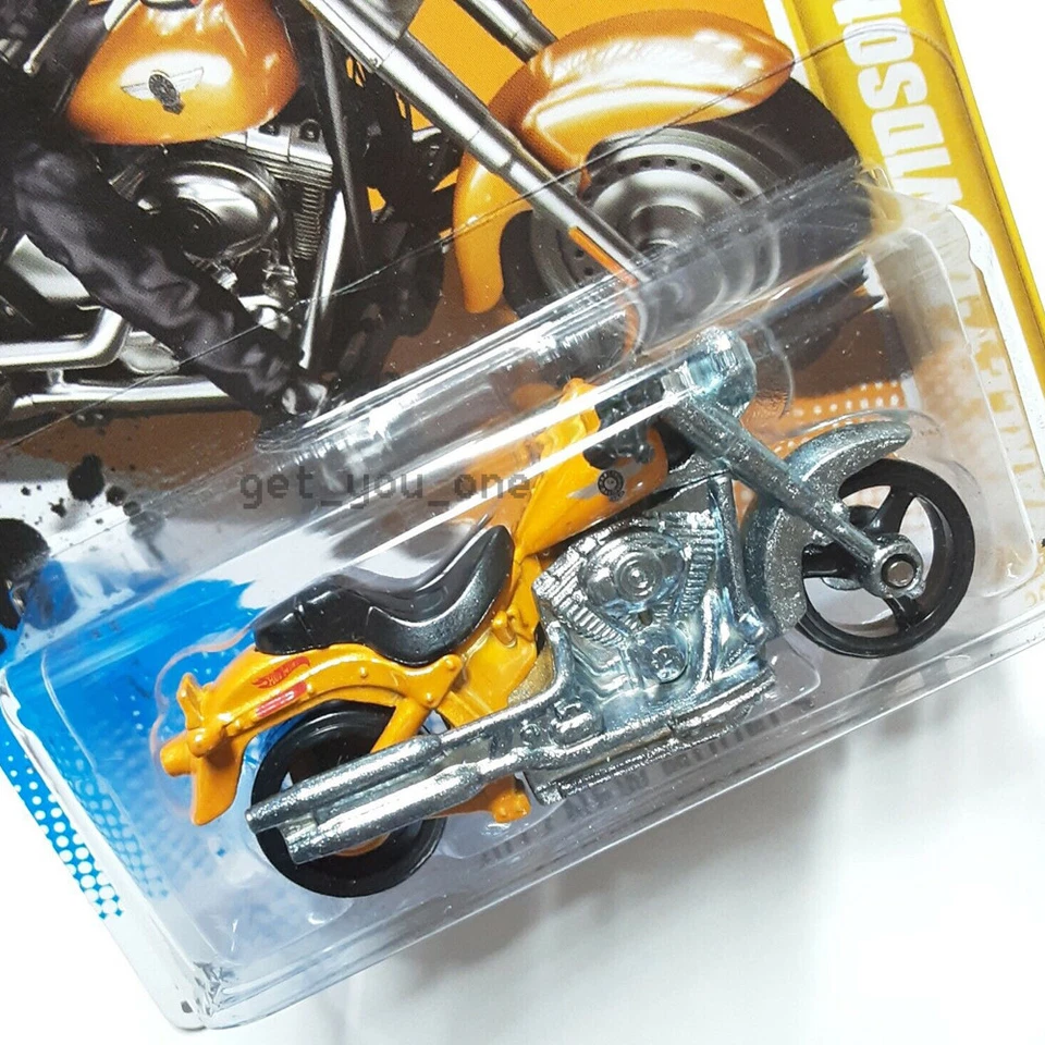 Motocicleta Hot Wheels Harley-Davidson Fat Boy amarilla 2012 nuevos modelos 30/247 1:64 Foto 2 de 4