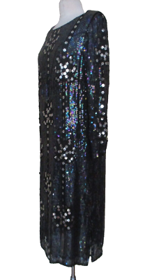black iridescent sequin dress Women's Shimmering Love Iridescent Sequin Midi Dress in Black