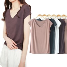 Women Solid V Neck T Shirt Loose Undershirt Casual Comfortable Basic Pullover  