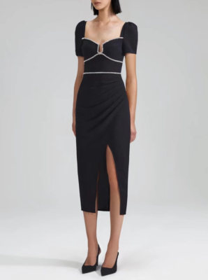 crepe bodycon dress Jovani 46557 - Short Stretch Crepe Sheath Dress - Bodycon Fit, Sleeveless, Strappy Open Back, Bow Accents, Back Zipper Closure 10 / Red