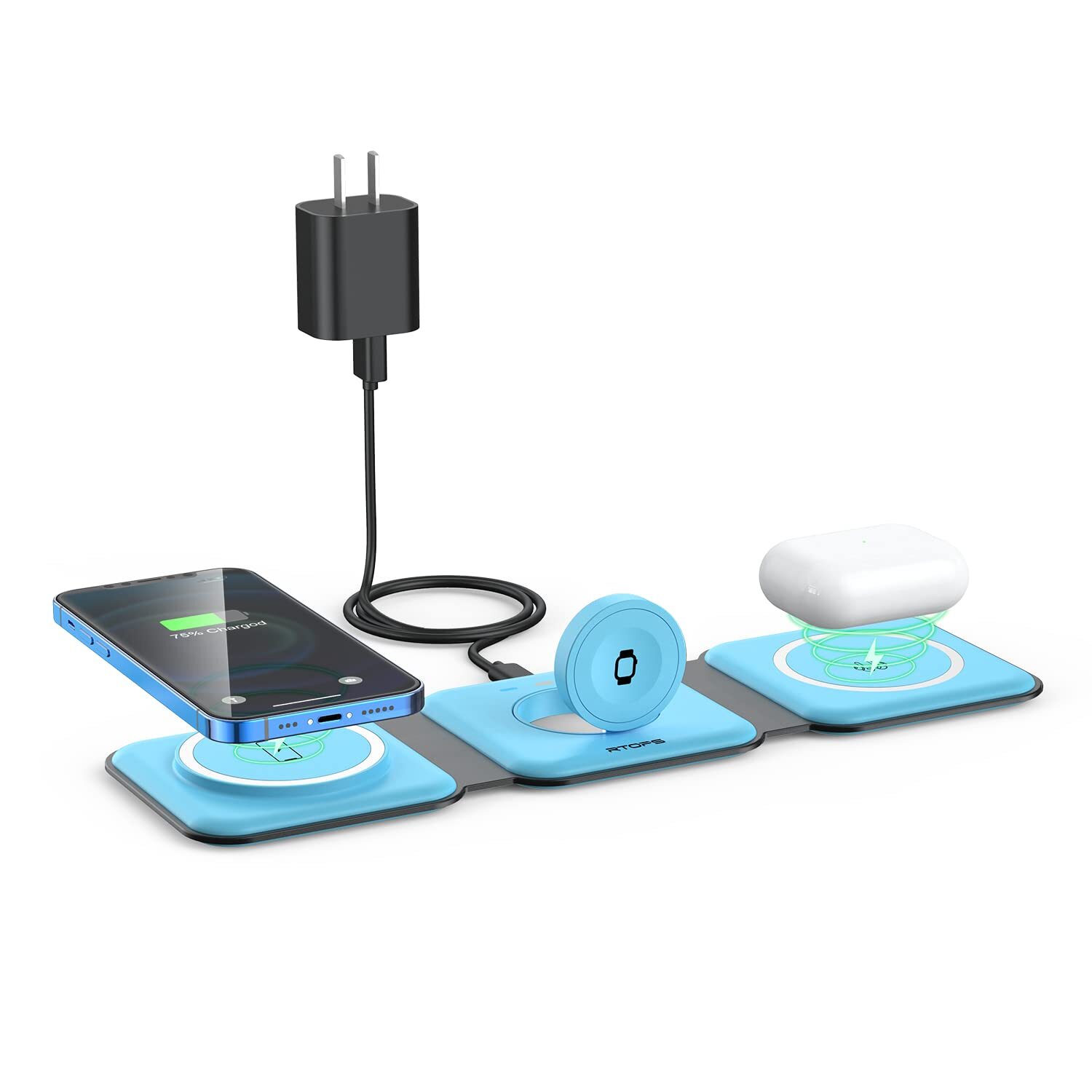 Wireless Charger 3 in 1,Magnetic Travel Wireless Charging Station Multiple De...