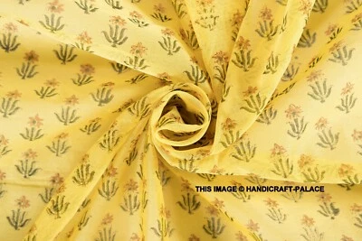 Tissu De Couture En Soie Indienne À Imprimé Floral À Main De 3 Yards - Photo 1/3