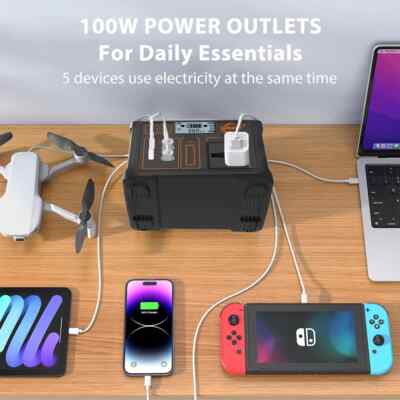 100W 24000mAh Portable Power Station 220V/110V Power Bank Solar Power Generator