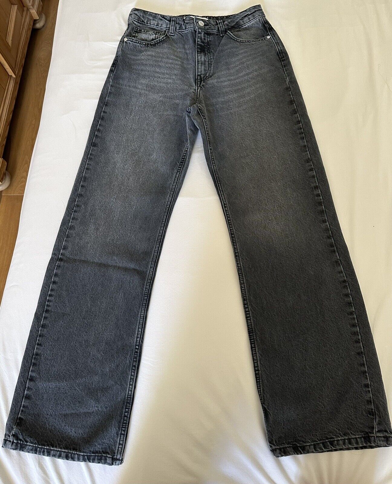 jeanshose damen 38 dunkelgrau Zara high rise, regular leg, long length, rigid