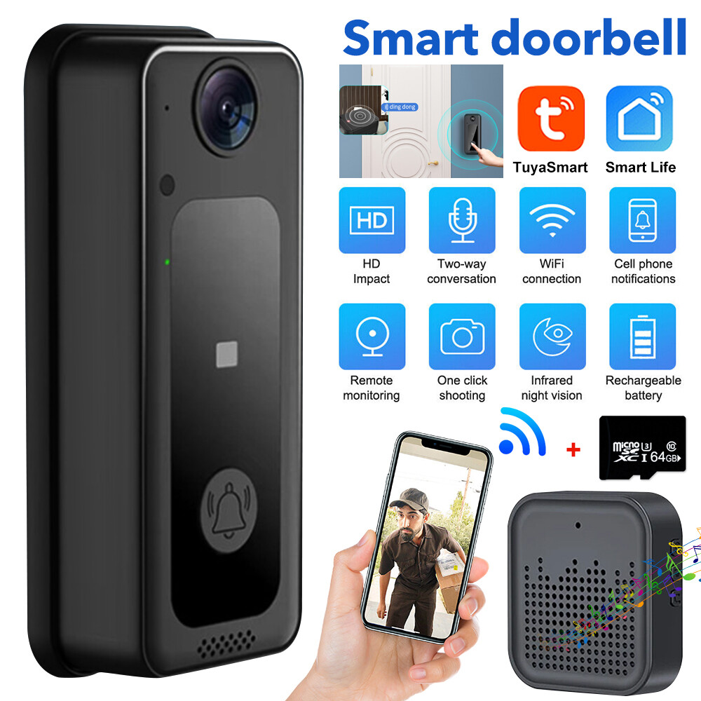 Smart WiFi Doorbell Wireless Security Intercom Video Camera Ring Door Bell Chime-image
