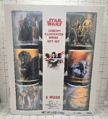 Star Wars CONCEPT ILLUSTRATIONS SERIES Mug Gift Set 6 Coffee Cups NOS