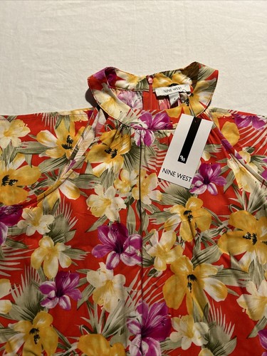 Nine West Women's Halter Neckline Dress - Orange Floral - Size 6 - NWT - Picture 19 of 21