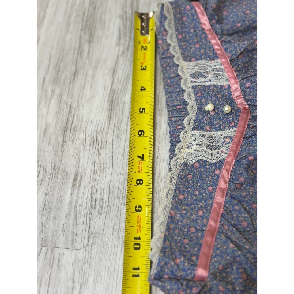 Vintage Kandy Kiss Girls Blue Floral Lace Prairie Skirt Size 14 Ruffled - Image 3 of 4