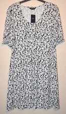 LADIES M&S COLLECTION SHORT SLEEVE SCOOP NECK MINI DRESS SIZE 12 BLACK MIX