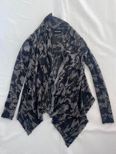 Zadig Voltaire Cashmere Draped Cardigan Abstract Camo Asymmetric Hem Lightweig
