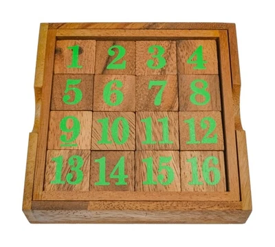Slide 15 – Schiebespiel mit grünen Zahlen aus Holz für 1 Spieler - Bild 1 von 4