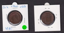 1 Peso Copper Coin Chile 1954 XF/UNC (172020)