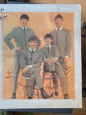 The Beatles 1964 Vintage Poster Printed Signatures Poor CondVery
