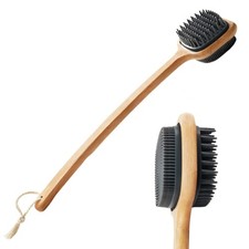 Bath Brush with Long Bamboo Handle, Soft Bristles 16.92 inch 16.92 Inch