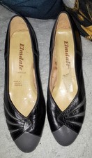 Vintage 90s Elmdale black grey leather slip on court shoe pumps UK 5.5 EU 38.5