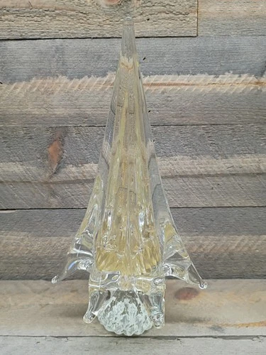 Murano Glassware 9 Inch Tree Hand Blown Art, Gold Flake
